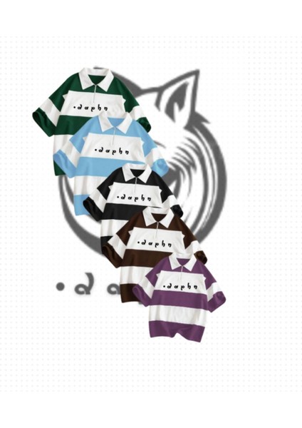 Yeni Sezon Daphn Baskılı 5 Renkli Takım Fermuarlı Polo Yaka Oversize T-Shirt