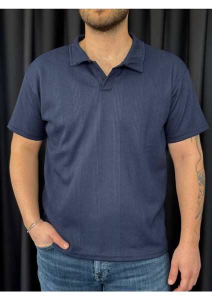 ✅ Polo Yaka Erkek T-Shirt – Petekli Kumaş, Şık ve Serin Tutar