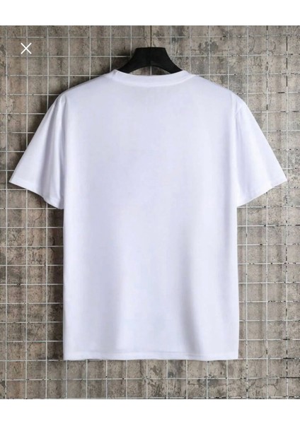 Unisex Şimşek Göz Basklı Pamuklu Oversize T-Shirt