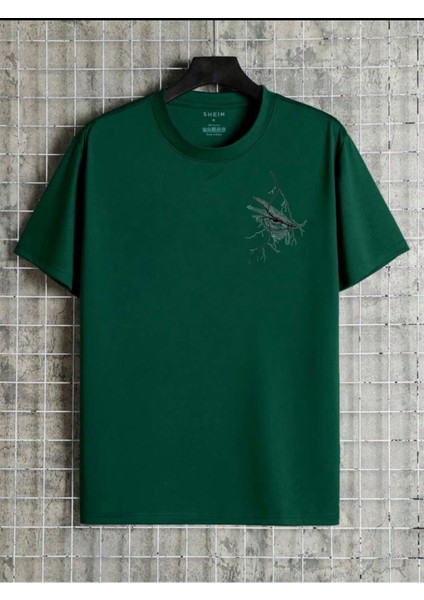 Unisex Şimşek Göz Basklı Pamuklu Oversize T-Shirt