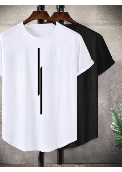 Çizgili Slim Oval Kesim 2li 100/100 Pamuklu T-Shirt