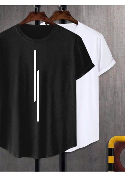 Çizgili Slim Oval Kesim 2li 100/100 Pamuklu T-Shirt
