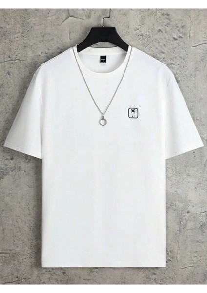 Palmiye Desenli Oversize Unisex Tshirt