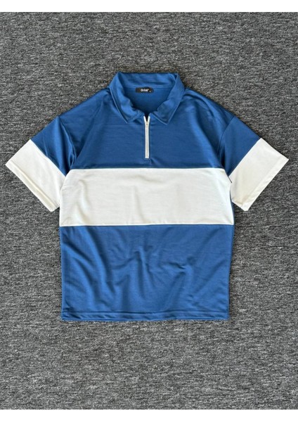 ✅ Yarım Fermuarlı Parçalı T-Shirt – Unisex, Modern ve Rahat Kesim