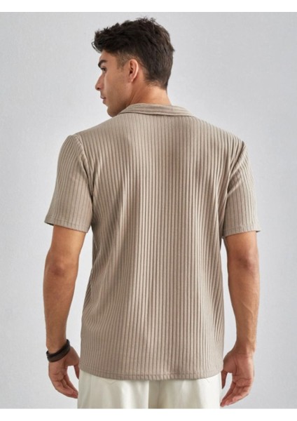 Unisex Erkek-Kadın Fitilli Polo Yaka Triko T-Shirt