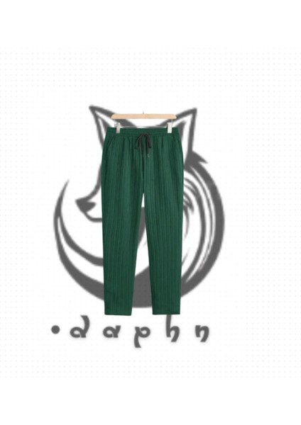 Kadın/erkek Özel Fitilli Ottoman Kumaş Yazlık Bel Lastik Baggy Yeşil Eşofmanaltı Pantolon