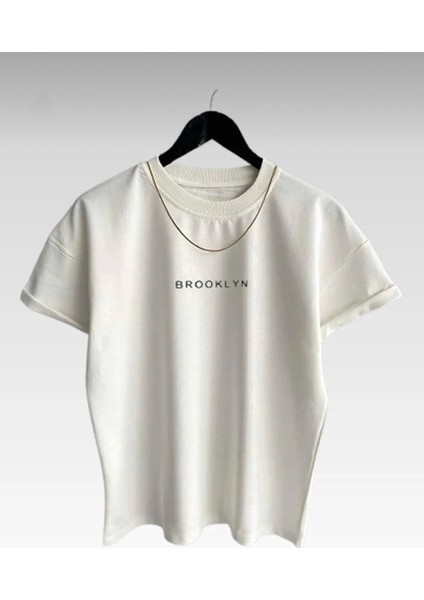 Yeni Sezon Brooklyn Baskılı 2’li Paket Oversize Tshirt Siyah-Beyaz