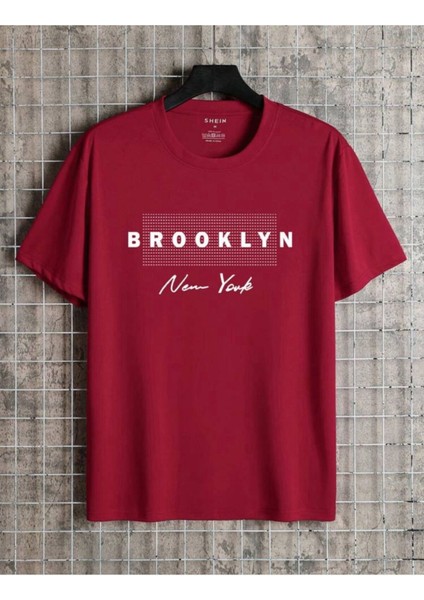 Unisex Yeni Sezon Oversize Brooklyn Baskılı Pamuklu Tshirt