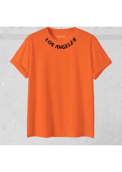 Yeni Sezon Unisex Los Angeles Yaka Baskılı T-Shirt