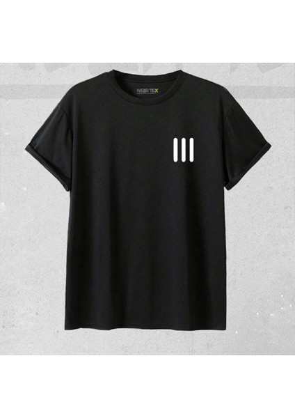 Unisex Üç Çizgi Baskılı Yeni Sezon Pamuklu Oversize Tshirt