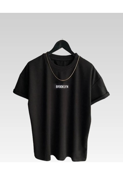 Yeni Sezon Unisex Brooklyn Baskılı 3lü (Üçlü) Paket Siyah-Mavi-Mor Pamuklu T-Shirt fırsatları