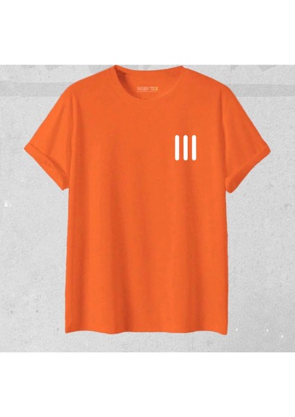 Unisex Üç Çizgi Baskılı Yeni Sezon Pamuklu Oversize Tshirt