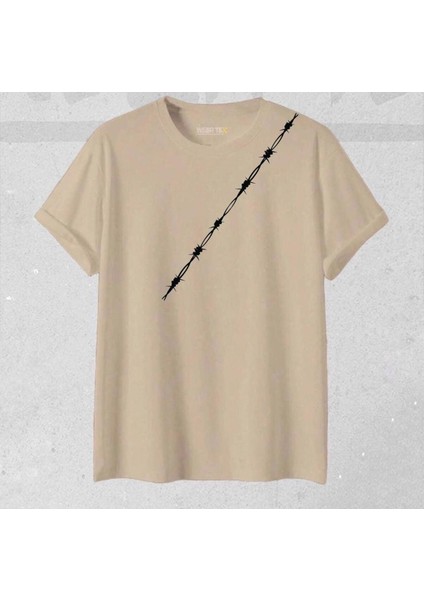 Yeni Sezon Oversize Dikenli Tel Desenli T-Shirt