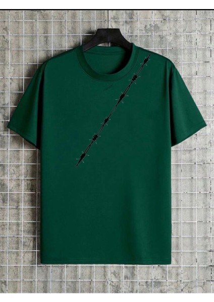 Yeni Sezon Oversize Dikenli Tel Desenli T-Shirt