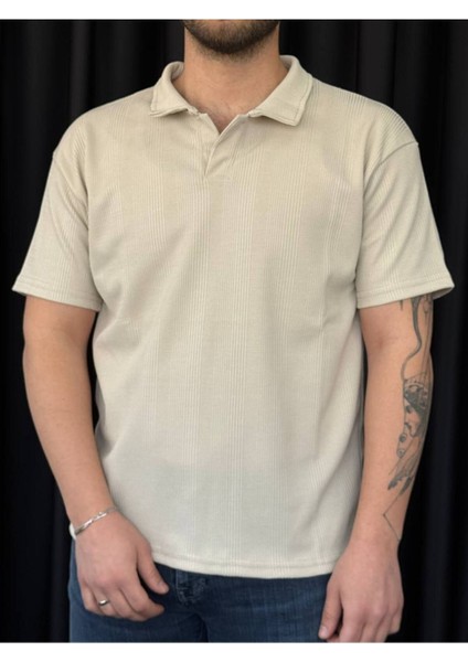 ✅ Polo Yaka Erkek T-Shirt – Petekli Kumaş, Şık ve Serin Tutar