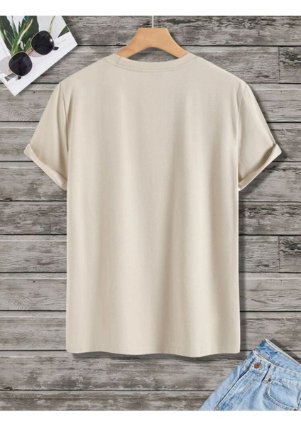 Unisex Yeni Sezon Oversize Palmiye Baskılı Pamuklu Tshirt
