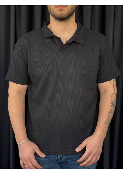 ✅ Polo Yaka Erkek T-Shirt – Petekli Kumaş, Şık ve Serin Tutar