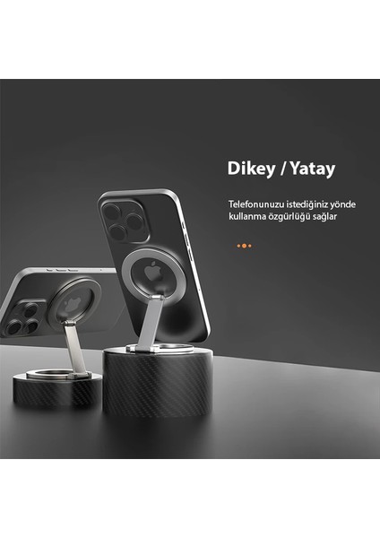 Çok Fonksiyonlu 360 Dönebilen Manyetik Katlanır Telefon Tutucu (Gri)