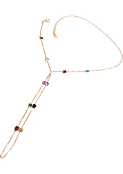 Zarif ve Göz Alıcı Renkli Taşlı Gümüş Şahmeran Bileklik - Rose Renk