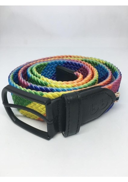 Elastik Örgü Unisex Kemer Gökkuşağı Baskılı