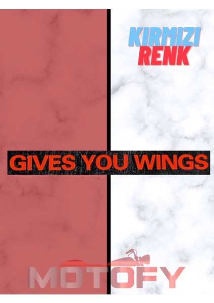Gives You Wings Kask Vizör Etiketi Kırmızı Renk 3X25CM (Sana Kanatlar Verir) fiyatları