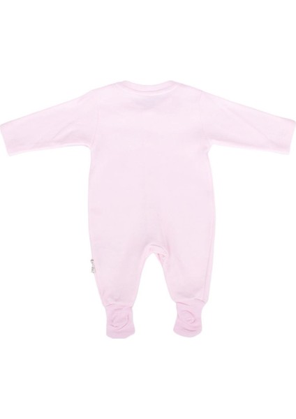 Kız Bebek Pembe Sade Çıtçıtlı Kendinden Çoraplı Tulum - 1012374