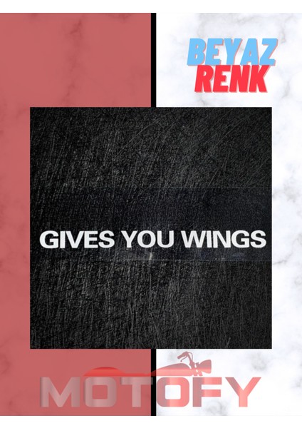 Gives You Wings Kask Vizör Etiketi Beyaz Renk 3X25CM (Sana Kanatlar Verir) fiyatları