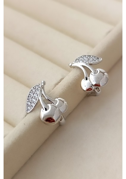 Vintage Minimal Silver Kiraz Küpe