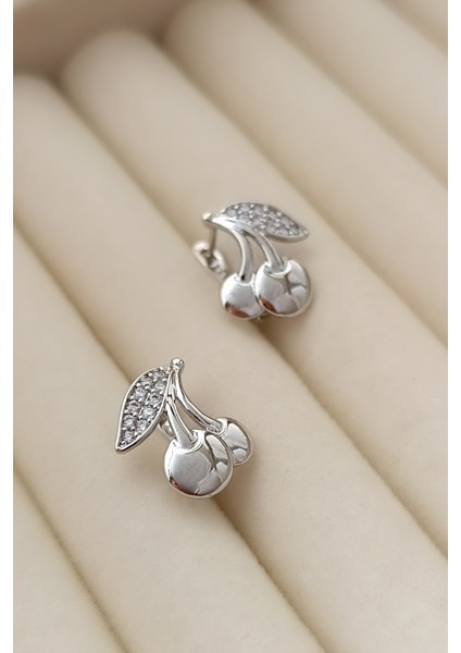 Vintage Minimal Silver Kiraz Küpe