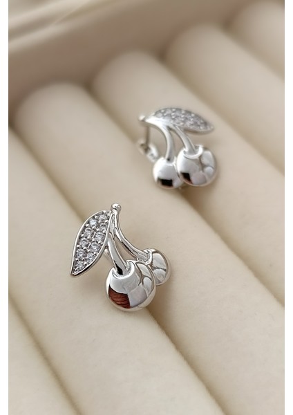 Vintage Minimal Silver Kiraz Küpe
