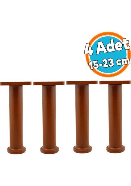 Mobilya Kanepe Sehpa Tv Ünitesi Koltuk Ayarlanabilir Destek Ayağı 15 cm Kahverengi Ayak 4 Adet