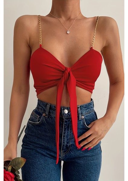 Zincir Askılı Crop Büstiyer T-Shirt modelleri