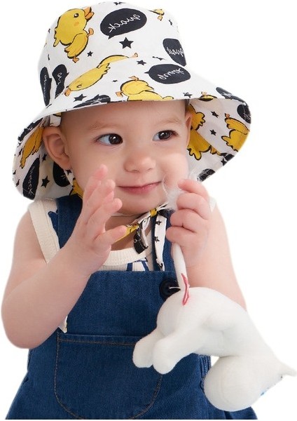 Çocuk Şapkaları, Bebek Güneş Şapkaları, Erkek ve Kız Çocukları, Bebek Güneş Balıkçı Şapkaları, Büyük Kenarlı, Küçük Sarı Ördek, M, 50-54CM (Yurt Dışından)