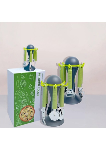 Pizza Kesme, Pişirme Spatulası, Meyve ve Sebze Soyma Bıçağı Için 6'lı Mutfak Aleti Seti – Yeşil (Yurt Dışından) modelleri