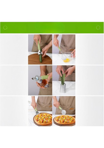 Pizza Kesme, Pişirme Spatulası, Meyve ve Sebze Soyma Bıçağı Için 6'lı Mutfak Aleti Seti – Yeşil (Yurt Dışından) fırsatları