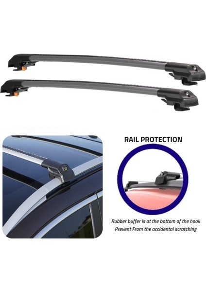 Peugeot 307 Stationwagon (2001-2008) için Araca Özel Kilitlenebilir Ara Atkı / Portbagaj Taşıma Barları 2 Adet Set (Gri) fırsatları