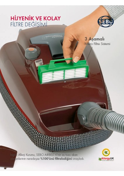 K3 Premium 890 W Toz Torbalı Elektrikli Süpürge