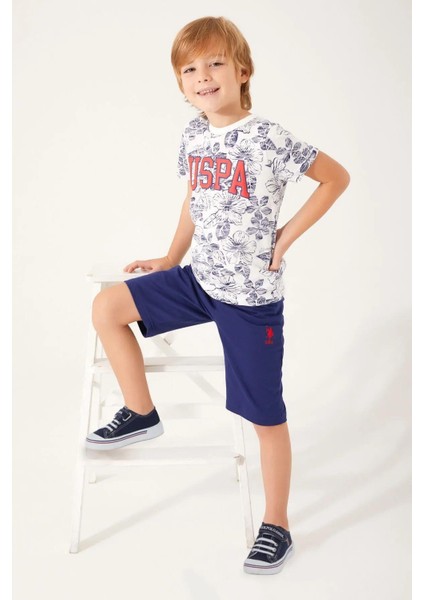 U.s. Polo Assn 1356 Garson Flowered Details Erkek Çocuk Bermuda Takım