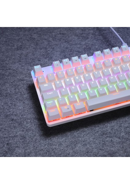 Kb-Mk1 Lumos Beyaz USB Rainbow Aydınlatmalı Blue Switch Full Anti-Ghosting Mekanik Gaming Oy modelleri