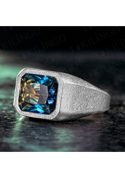 925 Ayar Gümüş Topaz Taşlı Sade Erkek Yüzük modelleri