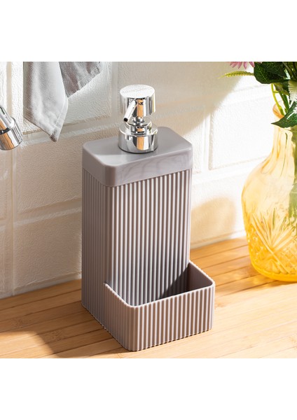 13139 Lisbone Süngerlik Hazneli Banyo ve Mutfak Sıvı Sabunluk Taupe 550 ml