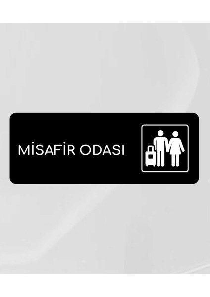 Misafir Odası - Ofis Departman Kapı Isimliği, 24X9 cm Siyah Renk