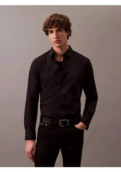 Ls Solıd Stretch Slım Shırt Erkek Gömlek LV04LB145G-UB1