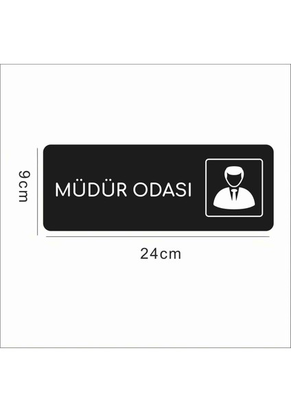 Müdür Odası - Alüminyum Ofis Departman Kapı Isimliği, Yönlendirme Levhası 24X9 cm Siyah Renk fiyatları