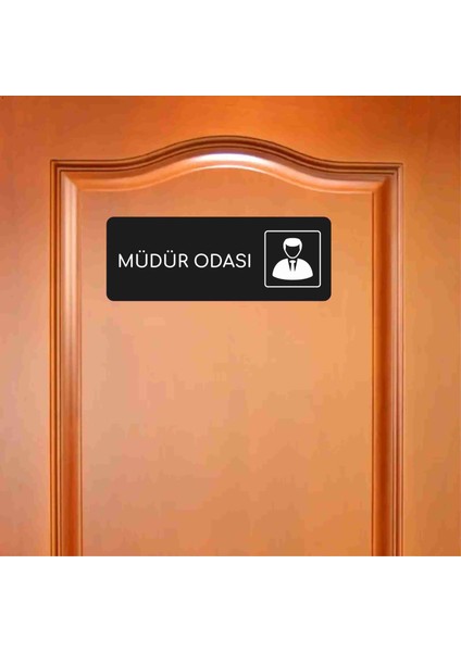 Müdür Odası - Alüminyum Ofis Departman Kapı Isimliği, Yönlendirme Levhası 24X9 cm Siyah Renk fırsatları