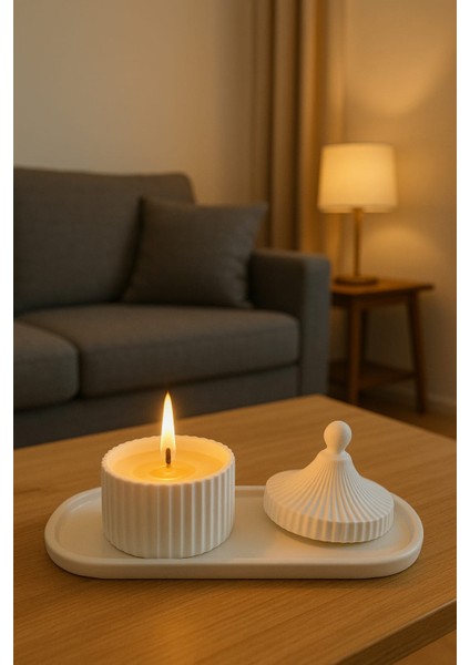 2 ' Li Biblo Set , 1 Adet Geniş Mumluk , 1 Adet Sunumluk
