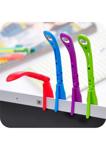 Klipsli Mini Kitap Okuma Işığı Oynar Gövde LED Kitap Okuma Lambası Kırmızı Renk (Ebat: 13 Cm) (1 Adet)