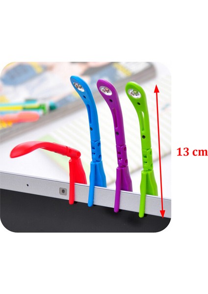 Klipsli Mini Kitap Okuma Işığı Oynar Gövde LED Kitap Okuma Lambası Kırmızı Renk (Ebat: 13 Cm) (1 Adet)