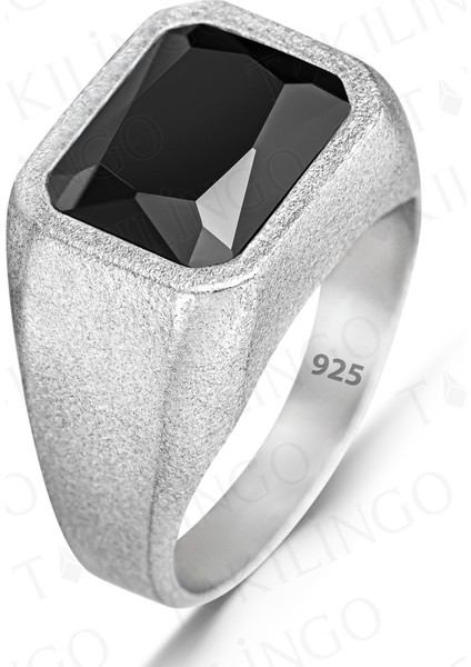 925 Ayar Gümüş Siyah Zirkon Taşlı Sade Erkek Yüzük fiyatları