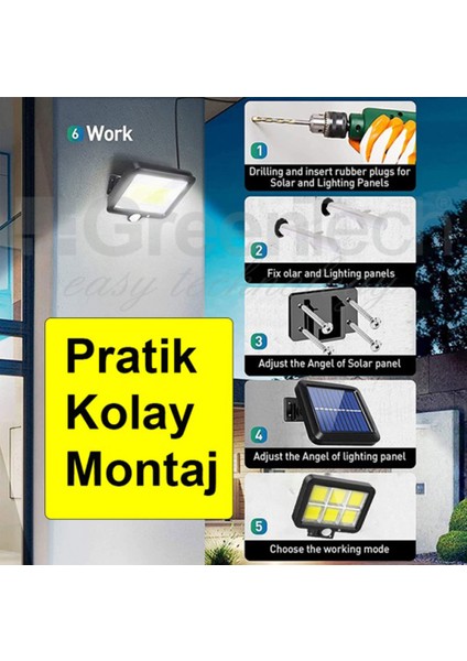 Güneş Enerjili 120 Cob Led Aydınlatma / GT-SL09 - 2 Adet